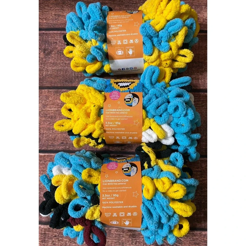 Lion Brand Yarn Off The Hook Magic EMOJI (Color #502) Multicolor 3 Skeins 3.3 oz